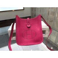 Imitation Hermes Evelyne Mini TPM Taurillon Clemence Palladium Hardware Handstitched High Quality, Fuschia Pink 5J RS07597