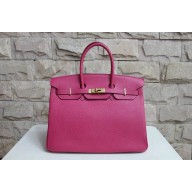 Quality Hermes Birkin 25cm Lizard Skin Original Leather Bag Handstitched Gold Hardware, Fuschia Pink 5J RS01695