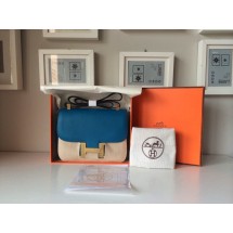 Best Imitation Hermes Constance 17cm Togo Calfskin Original Leather Hand Stitched R Stamp, Blue RS15297