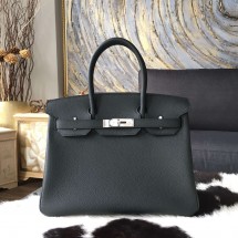 Fake Hermes Birkin 30cm Togo Calfskin Bag Handstitched Palladium/Gold Hardware, Plomb CK76 RS16665