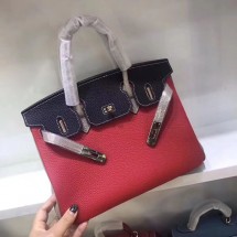 Fake Hermes Horseshoe Birkin 30cm Epsom Calfskin Bag Handstitched Palladium Hardware, Rose Confetti 1Q/Blue Atoll 3P/Electric Blue 7T RS05845