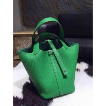 Fake Hermes Picotin Lock Bag 22cm Taurillon Clemence Palladium Hardware Hand Stitched, Bambou 1K RS18683