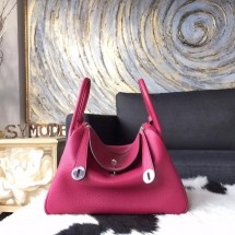 Fashion Imitation Hermes Lindy 26cm/30cm Taurillon Clemence Calfskin Bag Handstitched, Ruby B5 RS09268