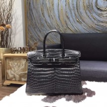 Hermes 30cm Matte Alligator Crocodile Birkin So Black Hardware Handstitched, So Black RS15467