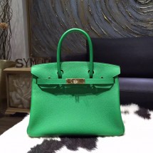 Hermes Birkin 30cm Togo Calfskin Bag Original Leather Hand Stitched Gold Hardware, Bambou 1K RS16713