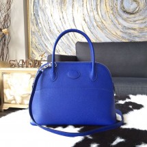 Hermes Bolide 27cm Epsom Calfskin Leather Bag Palladium Hardware Handstitched, Blue Electric 7T RS08235