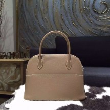 Hermes Bolide 27cm Epsom Calfskin Leather Bag Palladium Hardware Handstitched, Etoupe CK18 RS18286