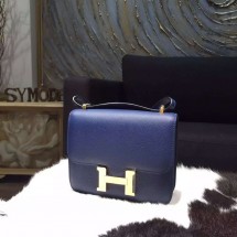 Hermes Constance 18cm Epsom Calfskin Original Leather Handstitched Gold Hardware, Blue Saphir 7K RS03010