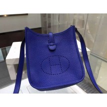 Hermes Evelyne Mini TPM Taurillon Clemence Palladium Hardware Handstitched High Quality, Blue Electric 7T RS07241