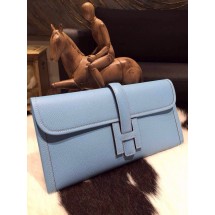 Hermes Jige Elan Clutch 29cm Epsom Calfskin Handstitched, Celeste 7N RS02770