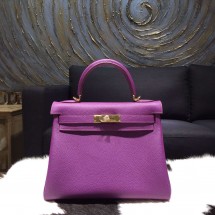 Hermes Kelly 28cm Togo Calfskin Original Leather Bag Handstitched Gold Hardware, Anemone P9 RS18263