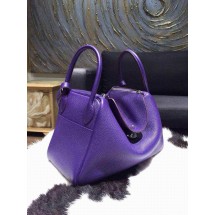 Hermes Lindy 26cm/30cm Taurillon Clemence Bag Hand Stitched Palladium Hardware, Iris 9K RS15517