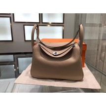 Hermes Lindy 30cm Taurillon Clemence Leather Palladium Hardware High Quality, Gris Tourterelle RS07213