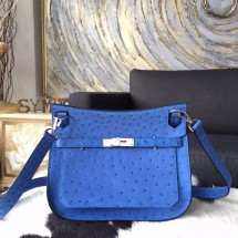 Luxury VIP ORDER Hermes Jypsiere 28cm Gypsy Bag Autruche Ostrich Palladium Hardware Handstitched, Mykonos RS05403