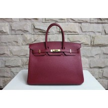 Replica Hermes Birkin 30cm Cowhide Leather Bag Handstitched Silver Hardware, Purple Bag RS19268