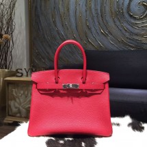 Replica Hermes Birkin 30cm Togo Calfskin Bag Handstitched Palladium Hardware, Rouge Piovine 2R RS15384