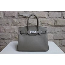 Replica Hermes Horseshoe Birkin 40cm Togo Calfskin Original Leather Bag Handstitched Silver Hardware, Chocolat CK47 RS04370