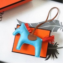 Designer Hermes Rodeo Horse Charm In Ciel/Camarel/Orange Leather Bag RS109217