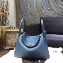 Fake Hermes Bi-Color Lindy 26cm/30cm Taurillon Clemence Calfskin Bag Hand Stitched, Colvert 1P, Blue Turquoise 7B RS06328