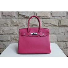 Hermes Birkin 25cm Lizard Skin Original Leather Bag Handstitched Silver Hardware, Fuschia Pink 5J RS01696