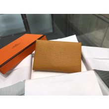 Hermes Calvi Card Holder Case Handstitched Taurillon Clemence Calfskin, Kraft CK2H RS08264