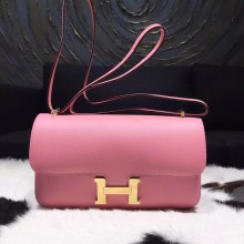 Hermes Constance Elan 23cm Epsom Calfskin Original Leather Hand Stitched Gold Hardware, Rose Confetti 1Q RS05772