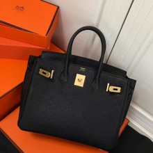 Hermes Horseshoe Birkin 35cm Togo Calfskin Original Leather Bag Handstitched Gold Hardware, Noir CK89/Rouge Casaque Q5 Interior RS04044