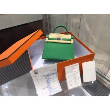 Hermes Kelly 25cm Epsom Calfskin Leather Palladium Hardware High Quality, Bambou RS09612