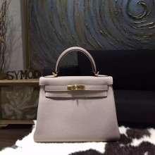 Hermes Kelly 28cm Togo Calfskin Bag Handstitched Gold Hardware, Gris Tourterelle CK81 RS10382