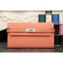 Hermes Kelly Longue Wallet In Crevette Clemence Leather RS11501