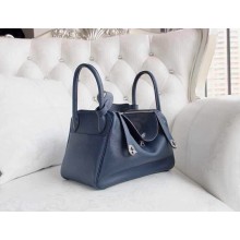 Hermes Lindy 30cm Togo Palladium Hardware Hand Stitched, Bleu de Galice S7 RS00011