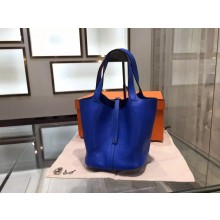 Hermes Picotin Lock Taurillon Clemence Leather Palladium Hardware High Quality, Blue Electric 7T RS10417