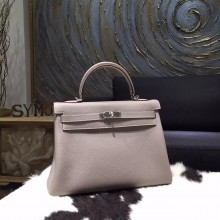 High Quality Replica Hermes Kelly 32cm Togo Calfskin Original Leather Bag Handstitched Gold Hardware, Argile 1F RS14646