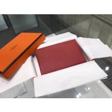 Hot Hermes Calvi Card Holder Case Handstitched Taurillon Clemence Calfskin, Rouge Garance RS14816