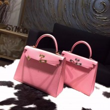 Imitation Hermes Kelly 25cm Epsom Calfskin Bag Handstitched, Rose Confetti 1Q RS15506