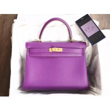 Imitation Hermes Kelly 32cm Togo Calfskin Bag Handstitched Gold Hardware, Anemone P9 RS18172