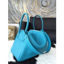 Imitation Hermes Lindy 26cm/30cm Taurillon Clemence Calfskin Palladium Hardware Handstitched, Blue Turquoise 7B RS21343