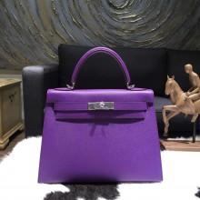 Luxury Hermes Kelly 28cm Epsom Calfskin Sellier Rigide Bag Handstitched Palladium Hardware, Crocus 9W RS05071