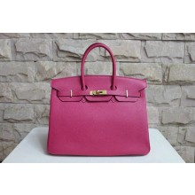 Quality Hermes Birkin 25cm Lizard Skin Original Leather Bag Handstitched Gold Hardware, Fuschia Pink 5J RS01695