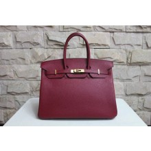 Replica Hermes Birkin 30cm Cowhide Leather Bag Handstitched Silver Hardware, Purple Bag RS19268