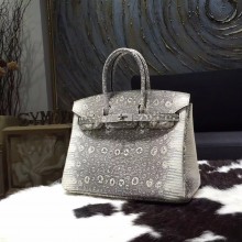 Replica Hermes Birkin 35cm Natural Lizard Skin Bag Handstitched Palladium Hardware, Ombre/Shadow RS14924