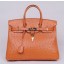 Replica Fashion Hermes Autruche Ostrich Birkin 35cm Bag Handstitched Gold Hardware Handstitched, Mousse Gray CK19 RS12398