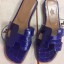 Hermes Blue Crocodile Oran Sandals Momen Shoes RS204215