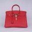 Hermes Birkin 30cm Tedelakt Calfskin Leather Bag Handstitched Gold Hardware, Ruby B5 RS05792