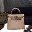 Hermes Kelly 25cm Taurillon Clemence Original Leather Bag Handstitched Palladium Hardware, Gris Tourterelle CK81 RS03731