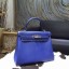 Hermes Kelly 28cm Epsom Calfskin Original Leather Bag Handstitched Palladium Hardware, Blue Electric 7T with Mykonos 7Q Interior and White Stitching RS04848