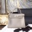 Hermes Kelly 28cm Swift Calfskin Bag Palladium Hardware Handstitched, Pearl Grey CK80 RS21335