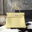 Hermes Kelly 28cm Togo Calfskin Bag Handstitched Palladium Hardware, Jaune Poussin 1Z RS07903