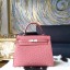 Hermes Kelly Autruche Ostrich 28cm Sellier Rigide Bag Handstitched Palladium Hardware, Terre Cuite CC94 RS00371