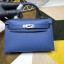 Replica Hermes Kelly Mini II Bag In Blue Original leather 20cm Silver Hardware Bag RS26212